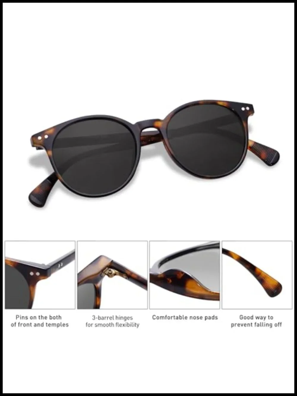 Vintage Style Round Polarized Sunglasses UV400 Lens